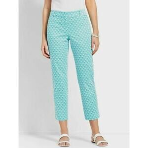 Talbots Womens 8 Petite Blue White Perfect Crop Pant Summer Casual Vacation